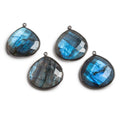 26x26mm Black Gold Bezeled Labradorite Heart Focal Bead Pendant 1 pc
