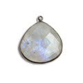 26x26mm Black Gold Bezeled Rainbow Moonstone Heart Focal Pendant 1 pc