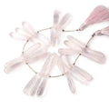26x8-33x8mm Rose Quartz Tear Drop Beads 8 inch 29 pieces