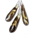 27 - 32mm Bi-Color Quartz Elongated Faceted Pear Focal Set of 3