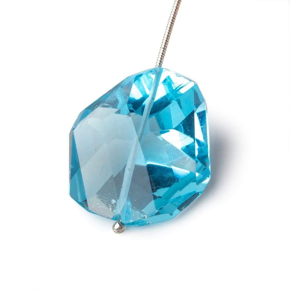27.5x25.5mm Swiss Blue Topaz Faceted Nugget Focal Bead 1 piece