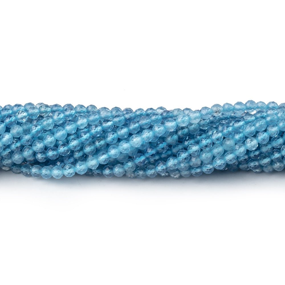 2.7mm Aquamarine Micro Faceted Round Beads 12.5 inch 118 pieces