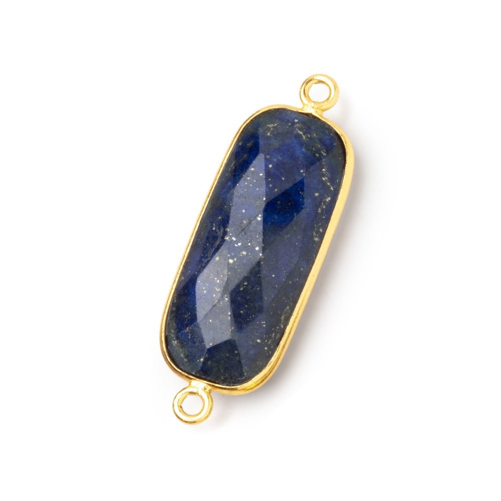 27x12mm Vermeil Bezel Lapis Lazuli Faceted Rectangle Connector 1 piece