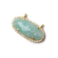 27x13mm Vermeil Bezeled CZ & Amazonite Oval East West Connector 1 pc