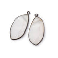 27x14mm Black Gold Bezel Agate Faceted Freeform Set of 2 Pendants
