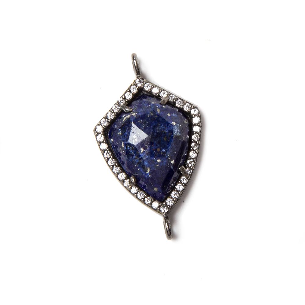 27x15mm Black Gold Bezeled CZ & Lapis Lazuli shield Connector 1 pc