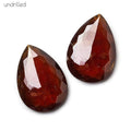 27x19x5.5mm Dark Hessonite Garnet Gem Quality Pavilion Faceted Pear Focal Set of 2