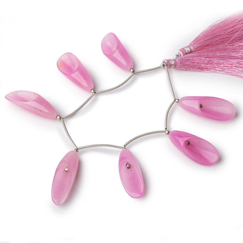 28-32mm Pink Chalcedony Petal Drop Beads 6 inch 7 pieces