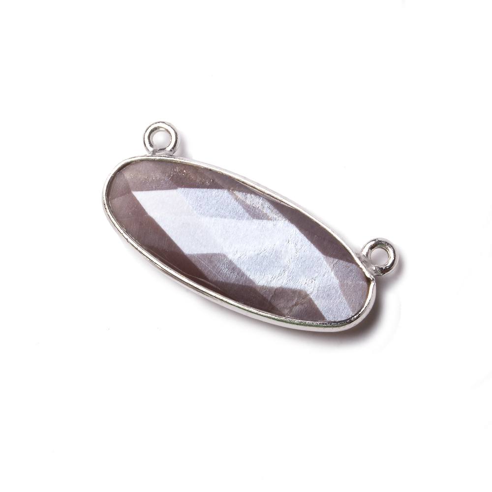 28x11.5mm Silver Bezel Chocolate Moonstone Oval East West Connector 1 piece