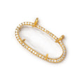 28x14mm Vermeil CZ Bezel Crystal Quartz Faceted Oval Connector 1 Focal