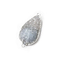 28x17x4mm Silver Leaf Silver Grey Agate Drusy Free Shape Connector 1 piece