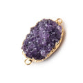 28x21x6mm Gold Leaf Amethyst Drusy Free Shape Connector 1 piece