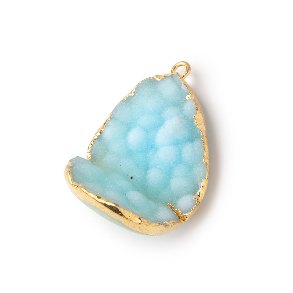 29x20mm Gold Leafed Powder Blue Concave Drusy Pendant 1 focal piece