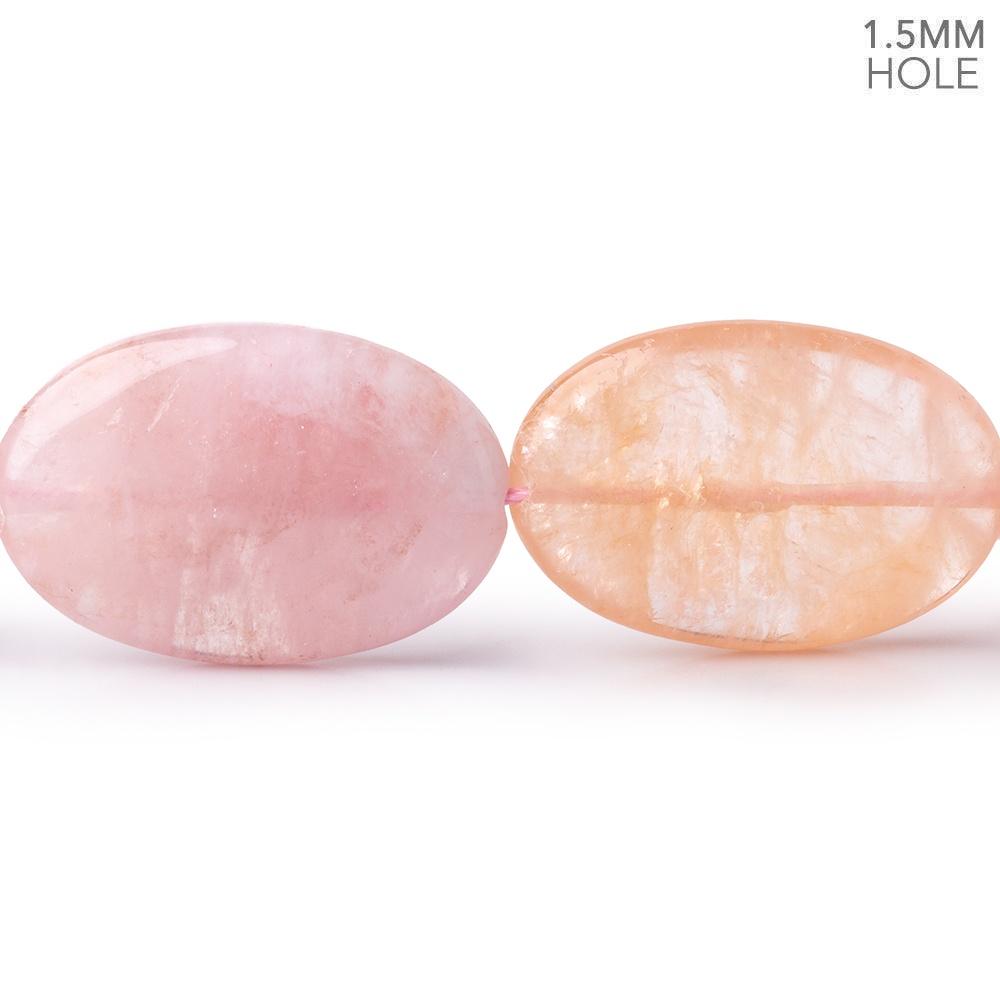 29x20mm Morganite (Pink Beryl) Plain Oval Large Hole Beads 16 inch 14 pieces