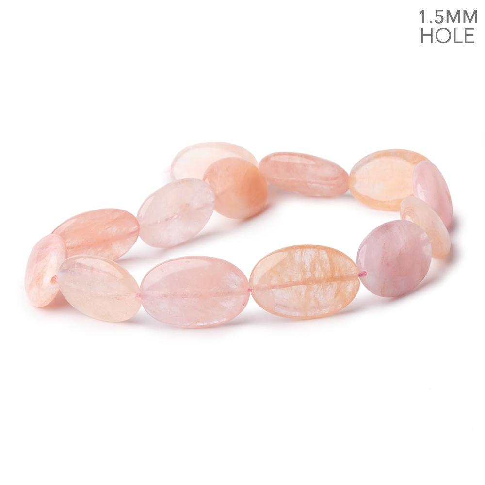 29x20mm Morganite (Pink Beryl) Plain Oval Large Hole Beads 16 inch 14 pieces
