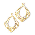 29x25mm Brushed Filigree Diamond Charm Set of 2 pieces