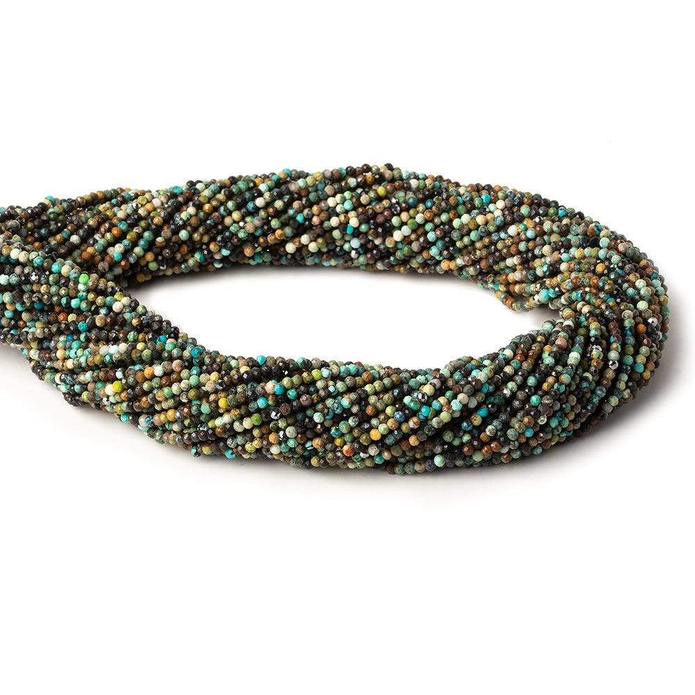 2mm African Turquoise & Hematite micro faceted rounds 15.5 inch 245 beads