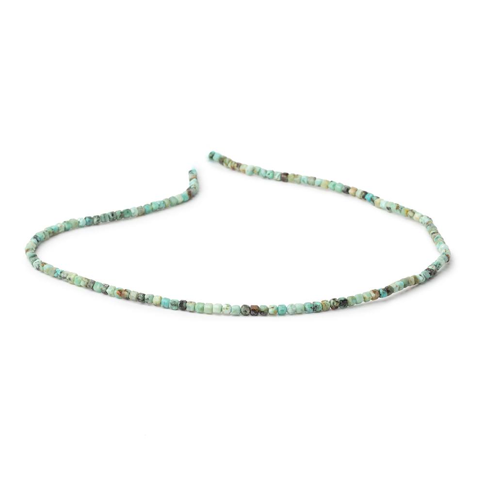 2mm African Turquoise Micro Faceted Cube 12.5 inch 140 Beads