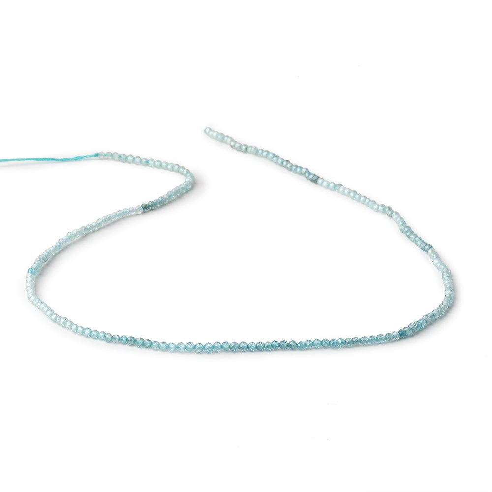 2mm Blue Zircon Micro Faceted Rondelle Beads 12.5 inch 194 pieces AA