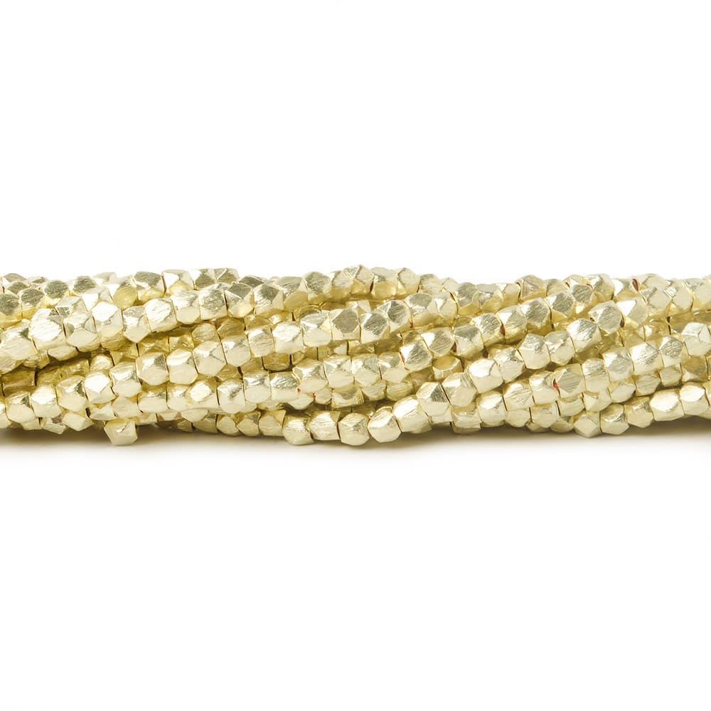 2mm Brushed Faceted Nugget Beads 8 inch 84 pieces
