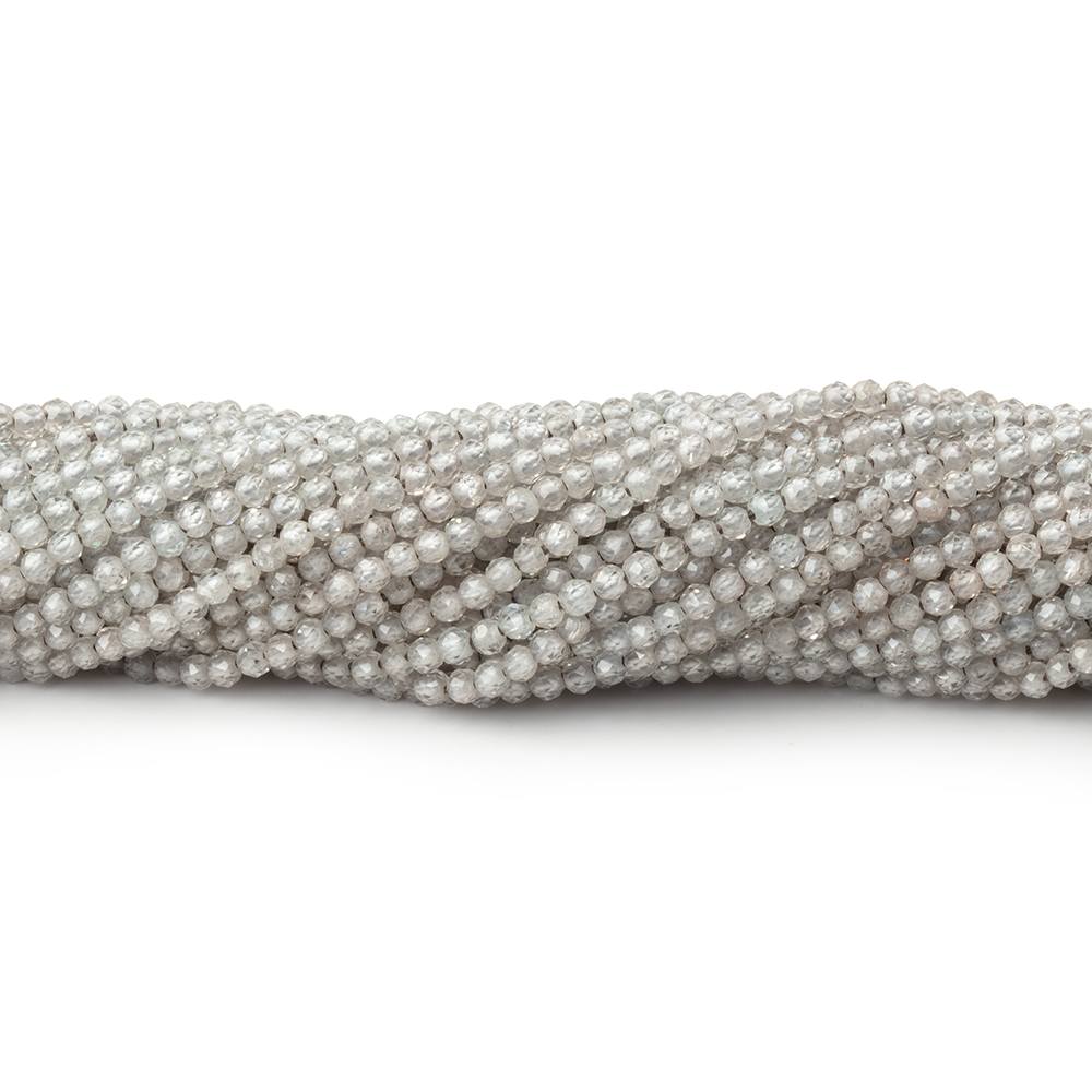 2mm Grey Zircon Micro Faceted Round Beads 12.5 inch 168 pieces