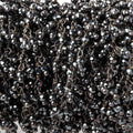 2mm Hematite micro faceted round Black Gold Dangling Chain by the foot