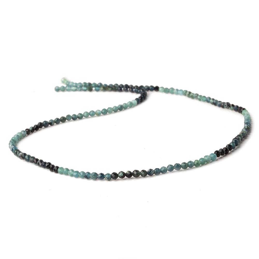 2mm Indicolite Blue Tourmaline micro faceted round beads 13 inch 150 pieces AA