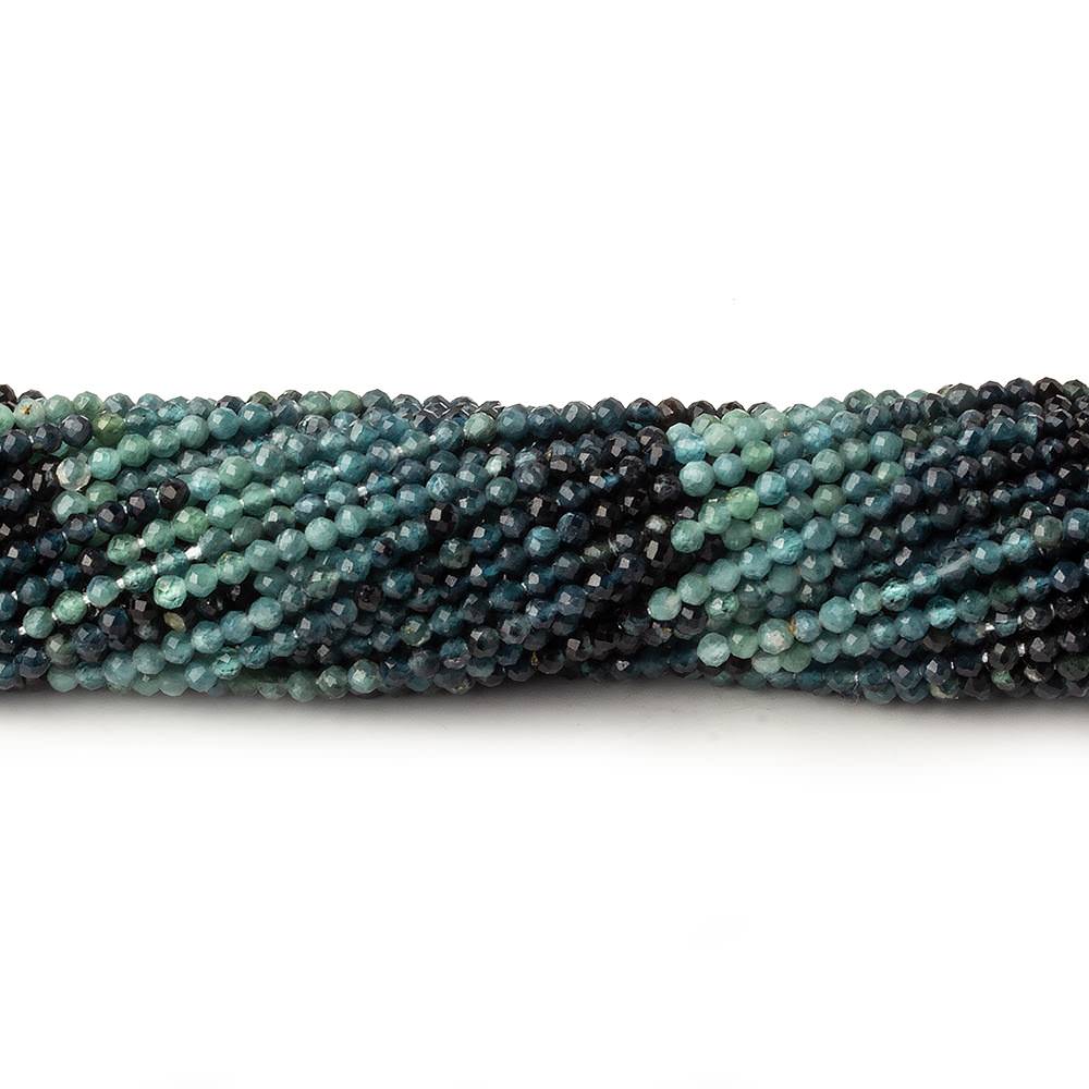 2mm Indicolite Blue Tourmaline micro faceted round beads 13 inch 150 pieces AA