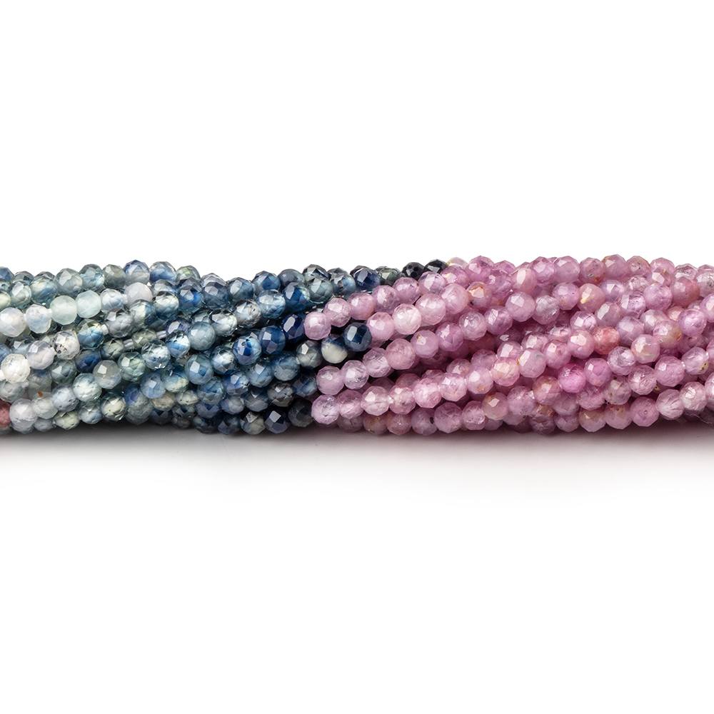 2mm Multi Color Sapphire Micro Faceted Rondelle Beads 12.5 inch 196 pieces AA