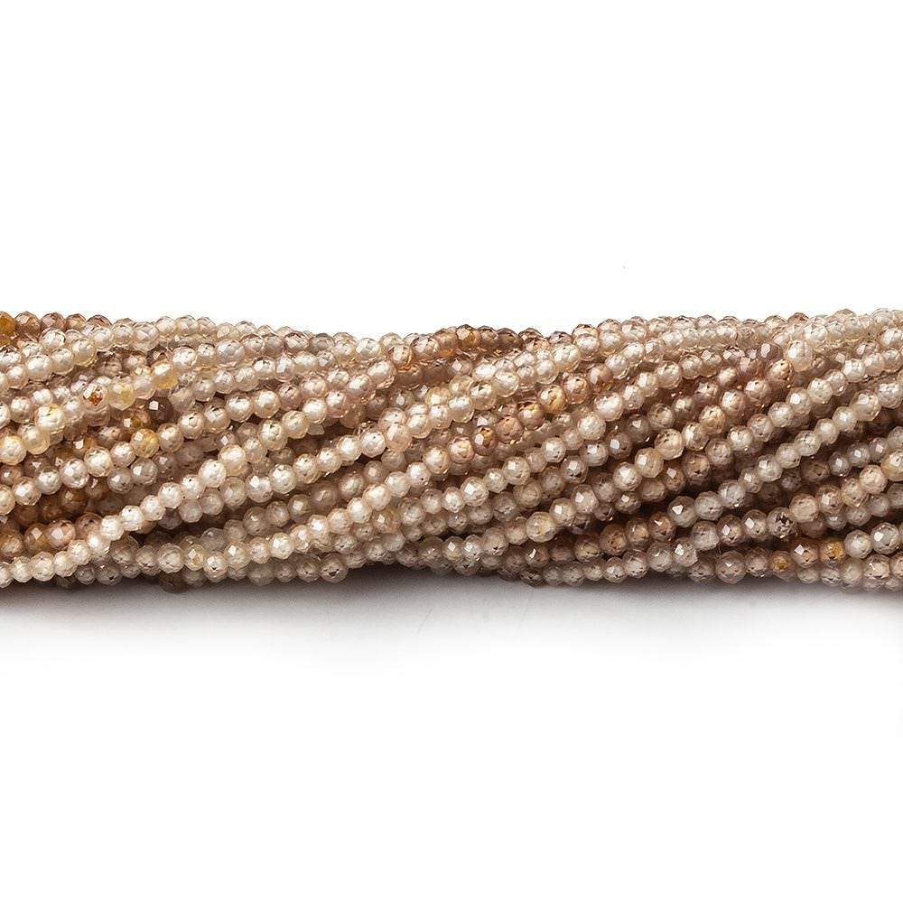 2mm Shaded Champagne Zircon micro faceted round beads 13.5 inch 210 pieces AAA