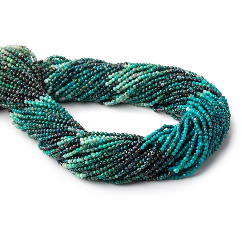 2mm Shaded Chrysocolla Micro Faceted Round Beads 12.5 inch 180 pieces
