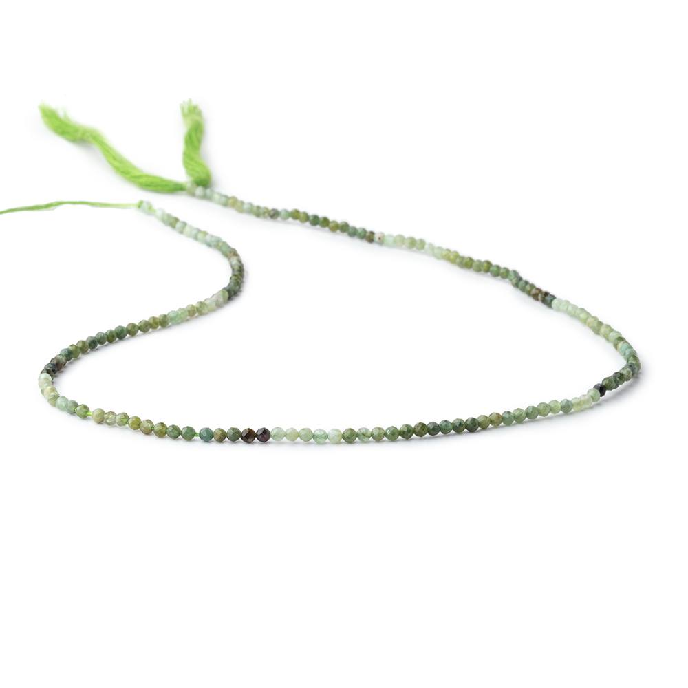 2mm Shaded Green Tourmaline Micro Faceted Round Beads 12.5 inch 157 pieces