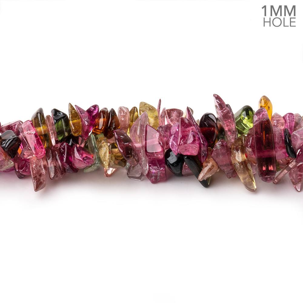 2x2-3x7mm Multi Color Tourmaline Chip Beads 15.5 inch 180 pieces 1mm hole