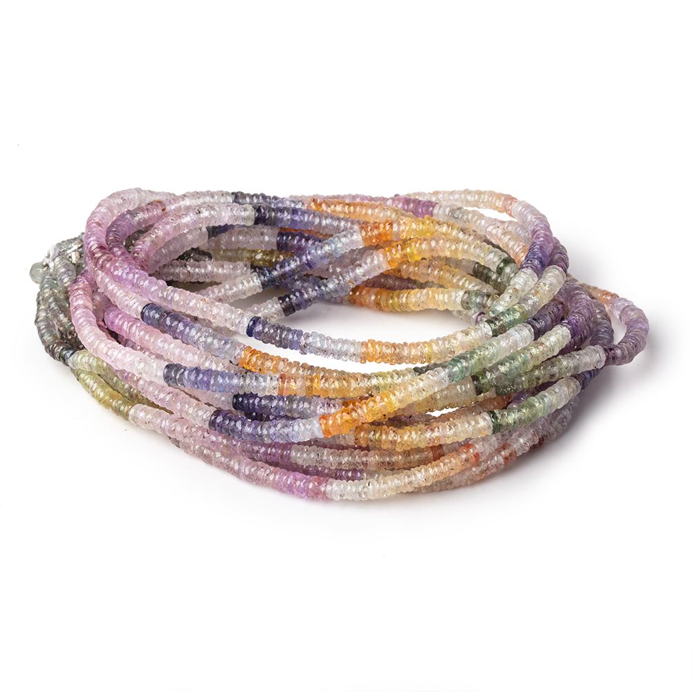 3-3.8mm Multi Color Sapphire Faceted Heishi Beads 16 inch 350 pieces