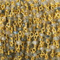 3-4mm Moss Aquamarine faceted rondelle Vermeil Chain by the foot