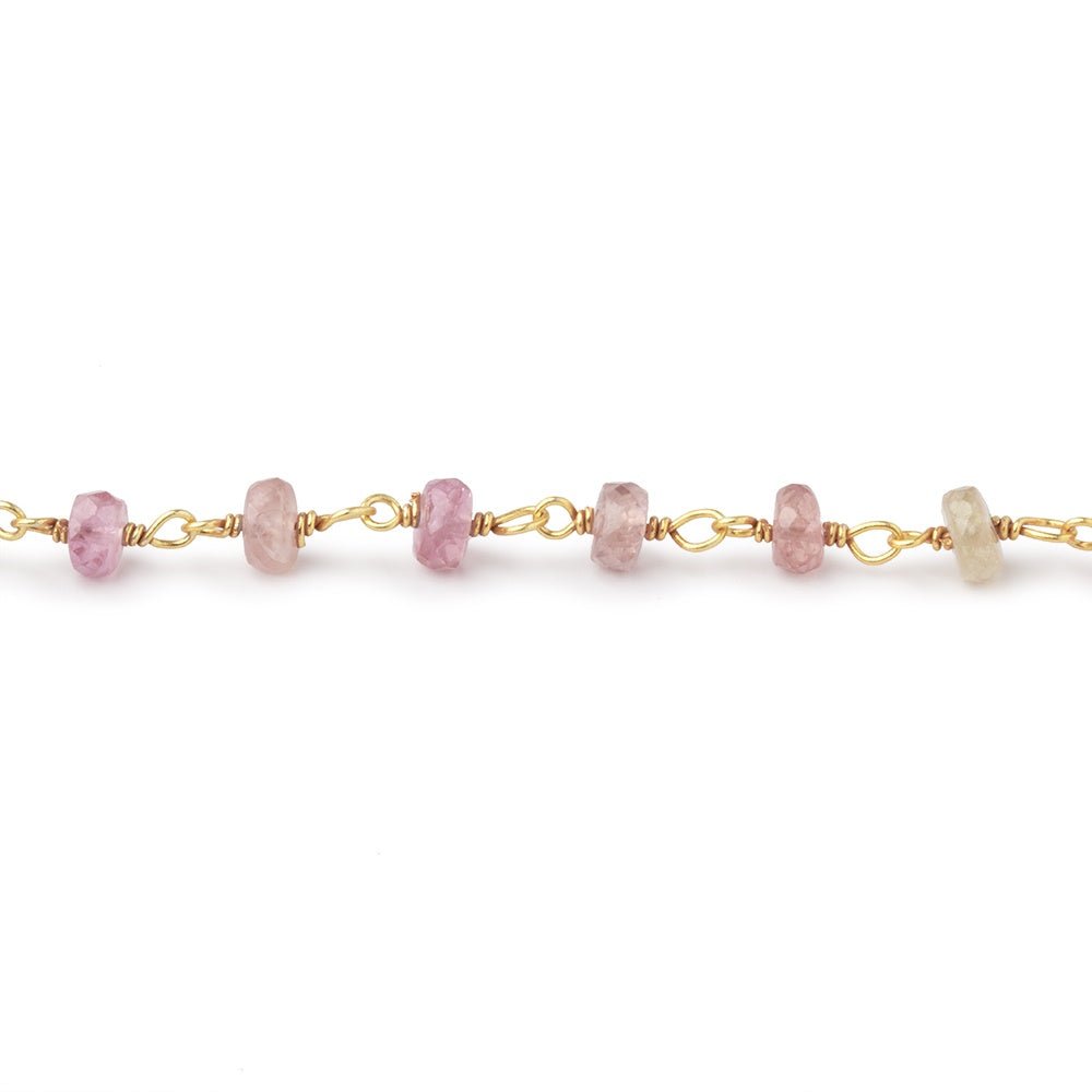 3-4mm Umba Sapphire Faceted Rondelles on Vermeil Chain