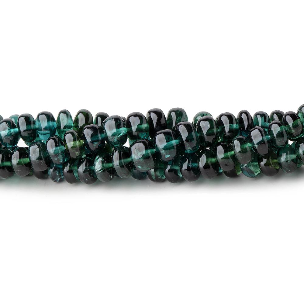 3-5mm Indicolite Blue & Chrome Green Tourmaline Plain Rondelles 18 inch 190 pieces AA