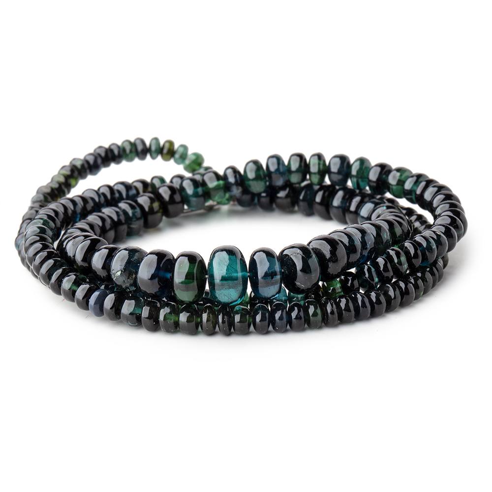 3-8mm Indicolite Blue & Chrome Green Tourmaline Plain Rondelles 18 inch 174 pieces AA