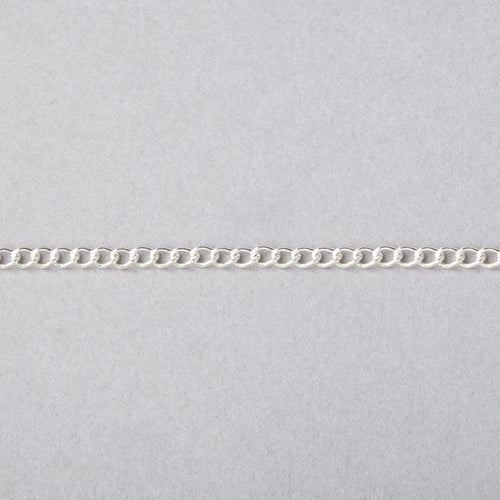 3 Feet - 2mm Silver plated Curb Link Chain