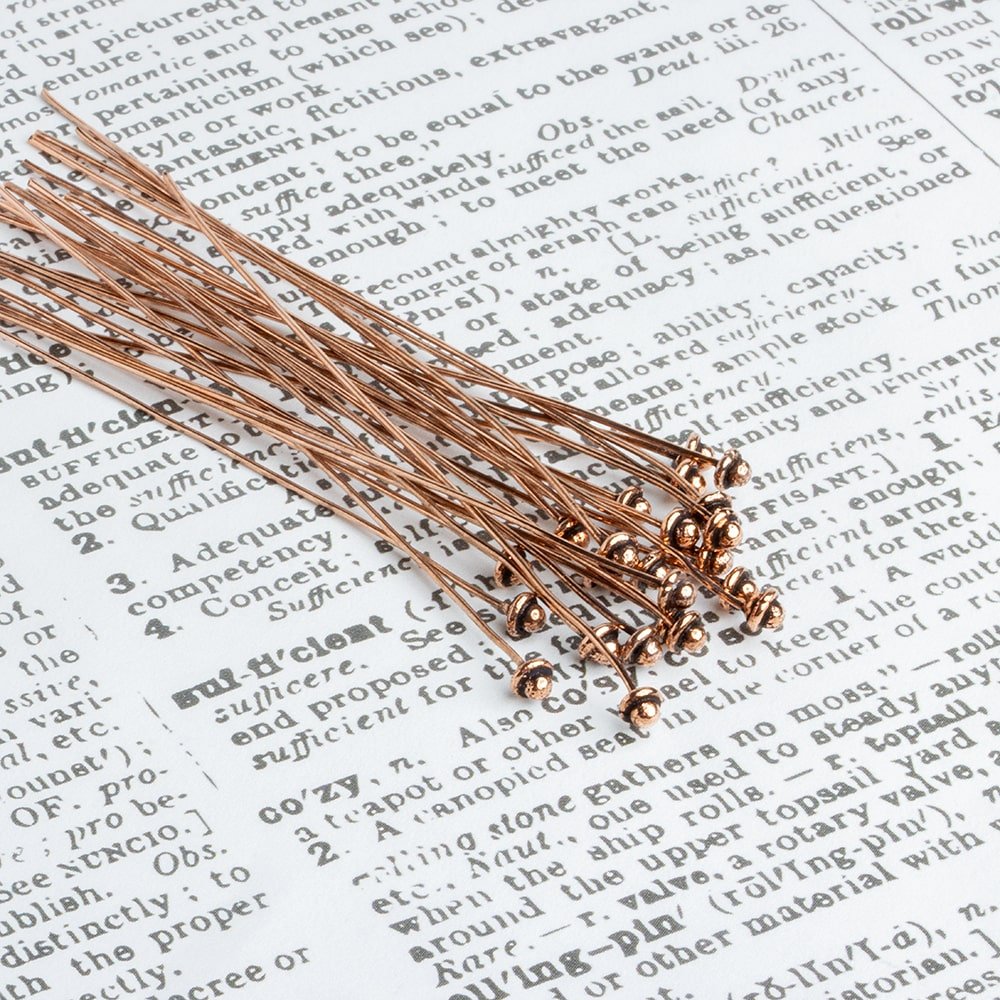 3" length Copper Headpin Button 22 gauge Set of 22