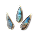 30x11mm Vermeil Bezeled Labradorite Faceted Fancy Shield Pendant 1 piece