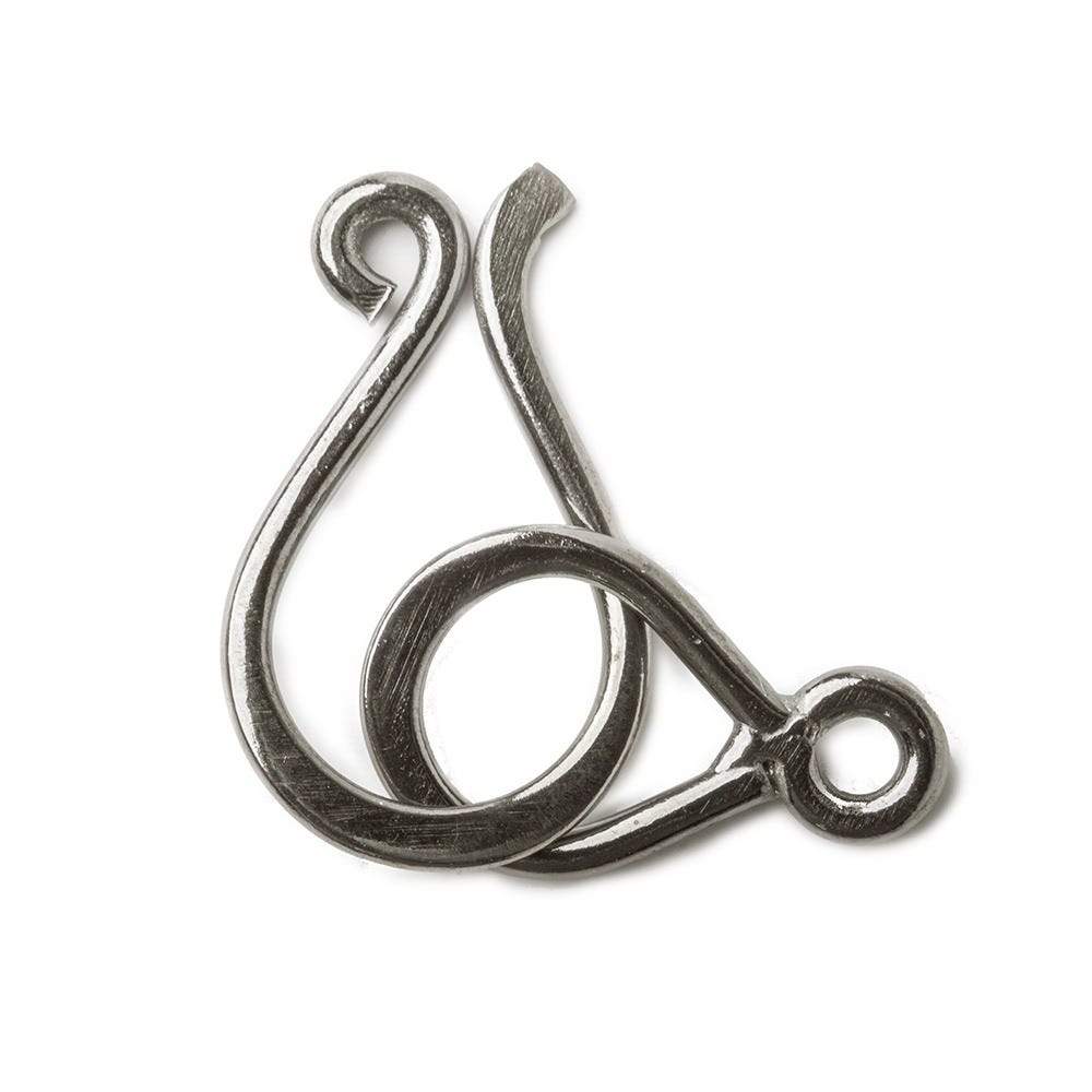 30x14mm Black Gold plated Silver Hook and Eye Clasp 1 piece Shiny