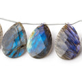 30x20mm Labradorite Faceted Pear Beads 4 inch 5 pieces AA