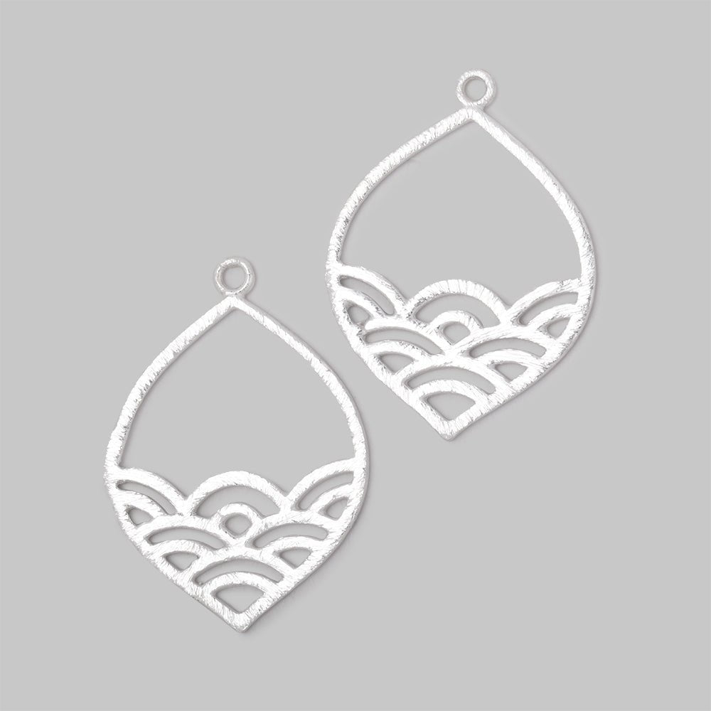 30x24mm Brushed Filigree Marquise Charm Set of 2 pieces