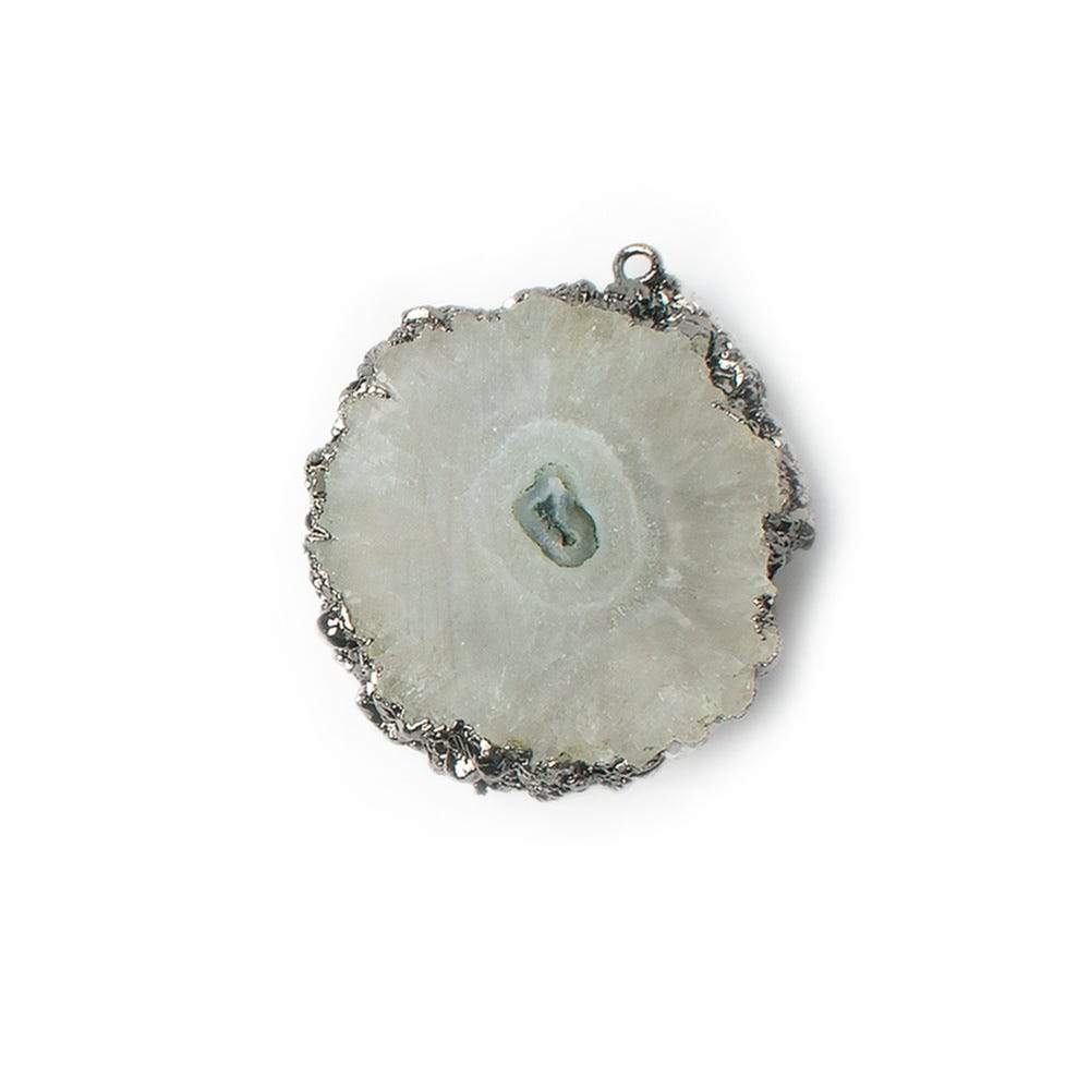 30x27mm Black Gold Leafed Solar Quartz Slice Focal Bead 1 piece