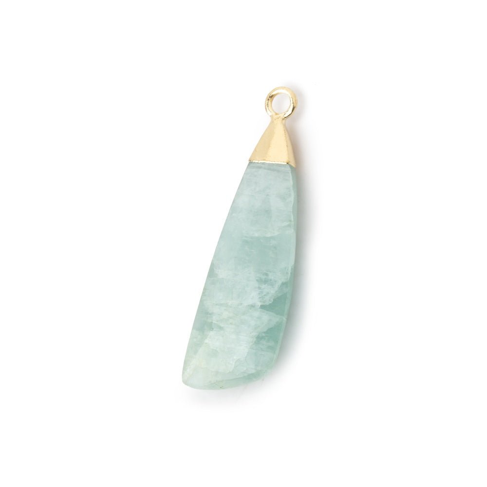 30x9mm Gold Leafed Aquamarine Fancy Shape Pendant 1 piece