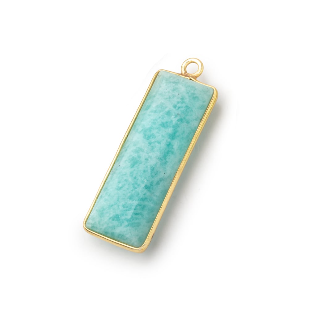 31x11.5mm Vermeil Bezel Amazonite Plain Bar Pendant 1 Focal Bead