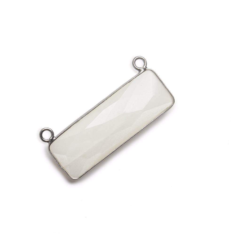 31x11mm Black Gold Bezel White Moonstone Bar 2 ring Connector East West 1 piece