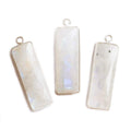 31x11mm Silver Bezel Rainbow Moonstone Bar 1 ring pendant 1 piece