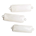 31x11mm Silver Bezel White Moonstone Bar 2 ring Connector North South 1 pc